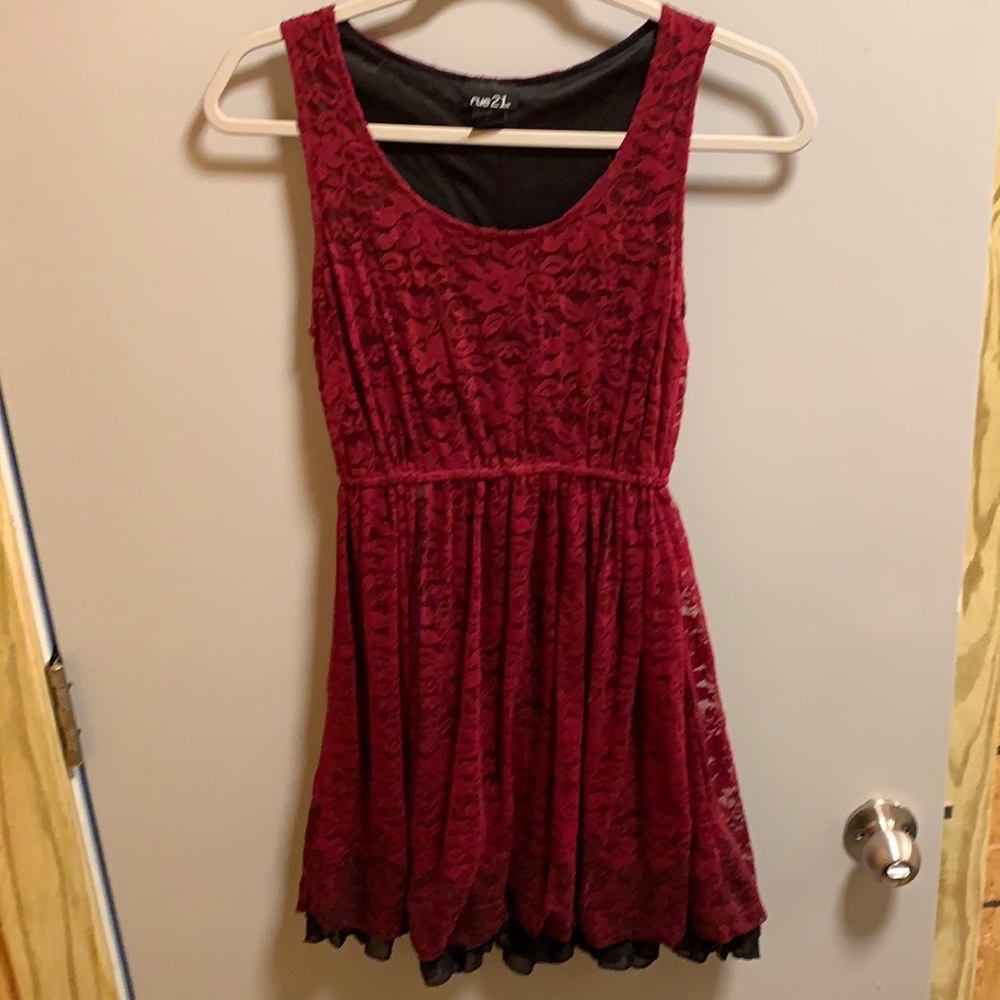 Maroon. Burgundy. Deep wine. Lace dress.